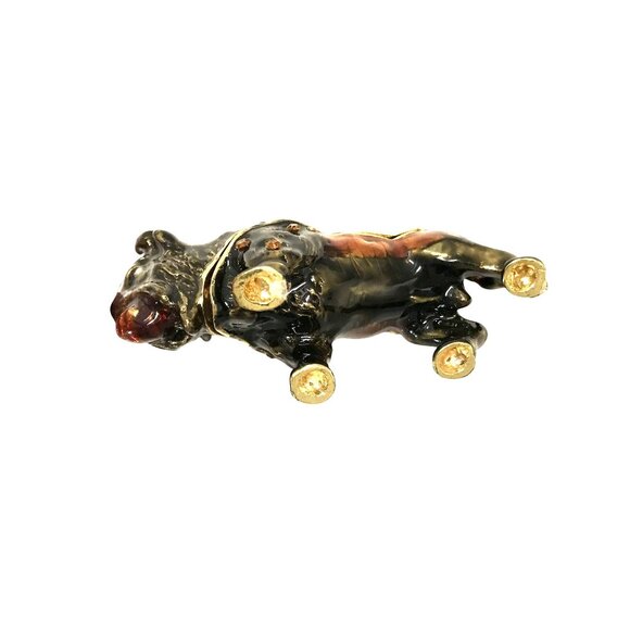 Buffalo Figurine Trinket Box With Hinged Lid & Crystal Accents - Picture 6 of 10